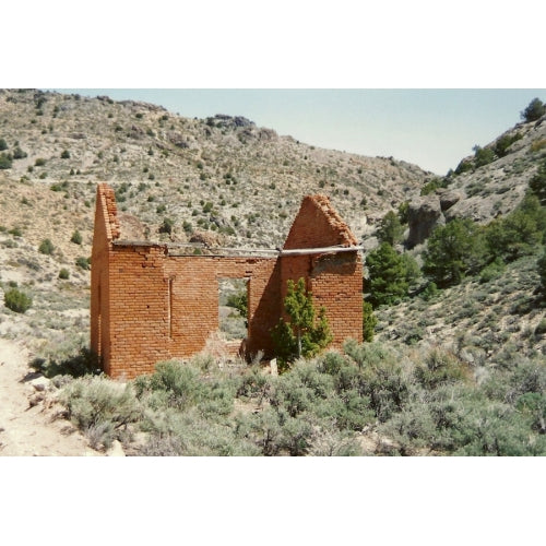 Ruined building, picture taken from above Upper Tybo, view East, 1993